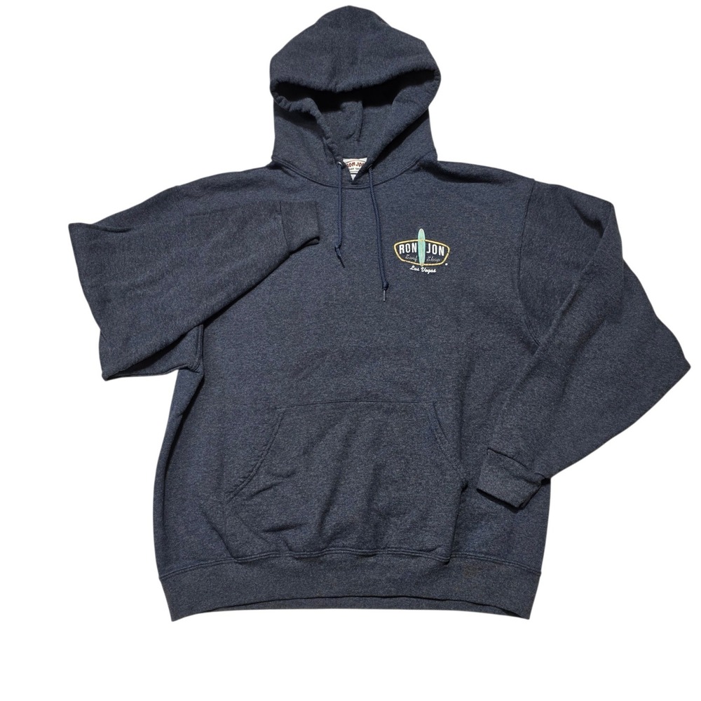 Ron Jon Surf Shop Las Vegas Hoodie Mens Large Navy Blue Cotton Blend Graphic